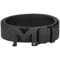 Фото Ремінь Montblanc M Buckle Embossed Black 35 mm Reversible Leather Belt чорний 129443